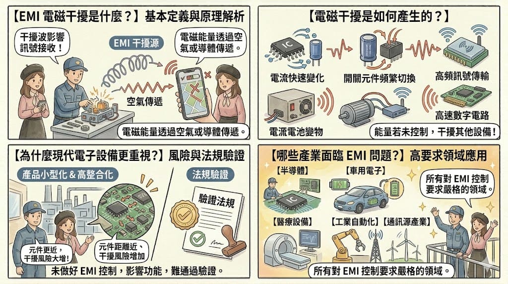 EMI 電磁干擾是什麼？產生原因、影響範圍與改善方式整理